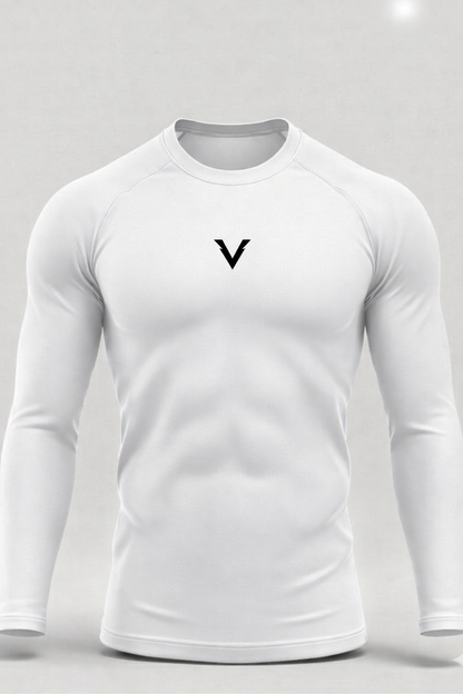 WHITE-long sleeve compression