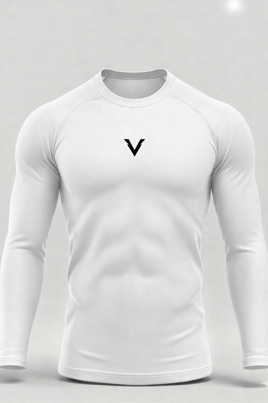 WHITE-long sleeve compression